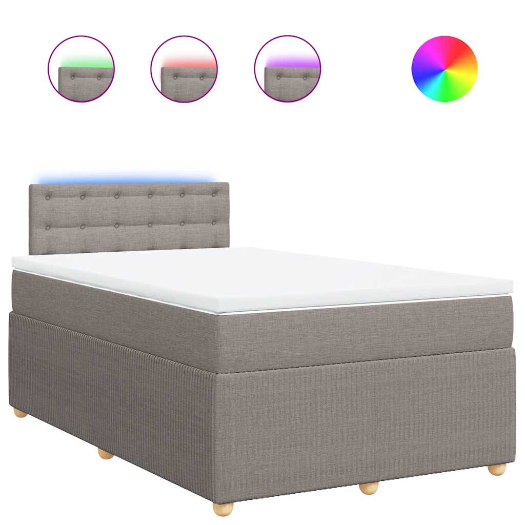 vidaXL Κρεβάτι Boxspring με Στρώμα Taupe 120x190 εκ. Υφασμάτινο