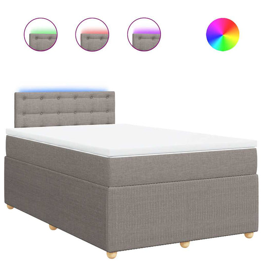 vidaXL Κρεβάτι Boxspring με Στρώμα Taupe 120x190 εκ. Υφασμάτινο