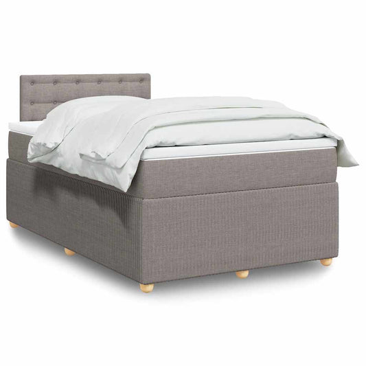 vidaXL Κρεβάτι Boxspring με Στρώμα Taupe 120x190 εκ. Υφασμάτινο