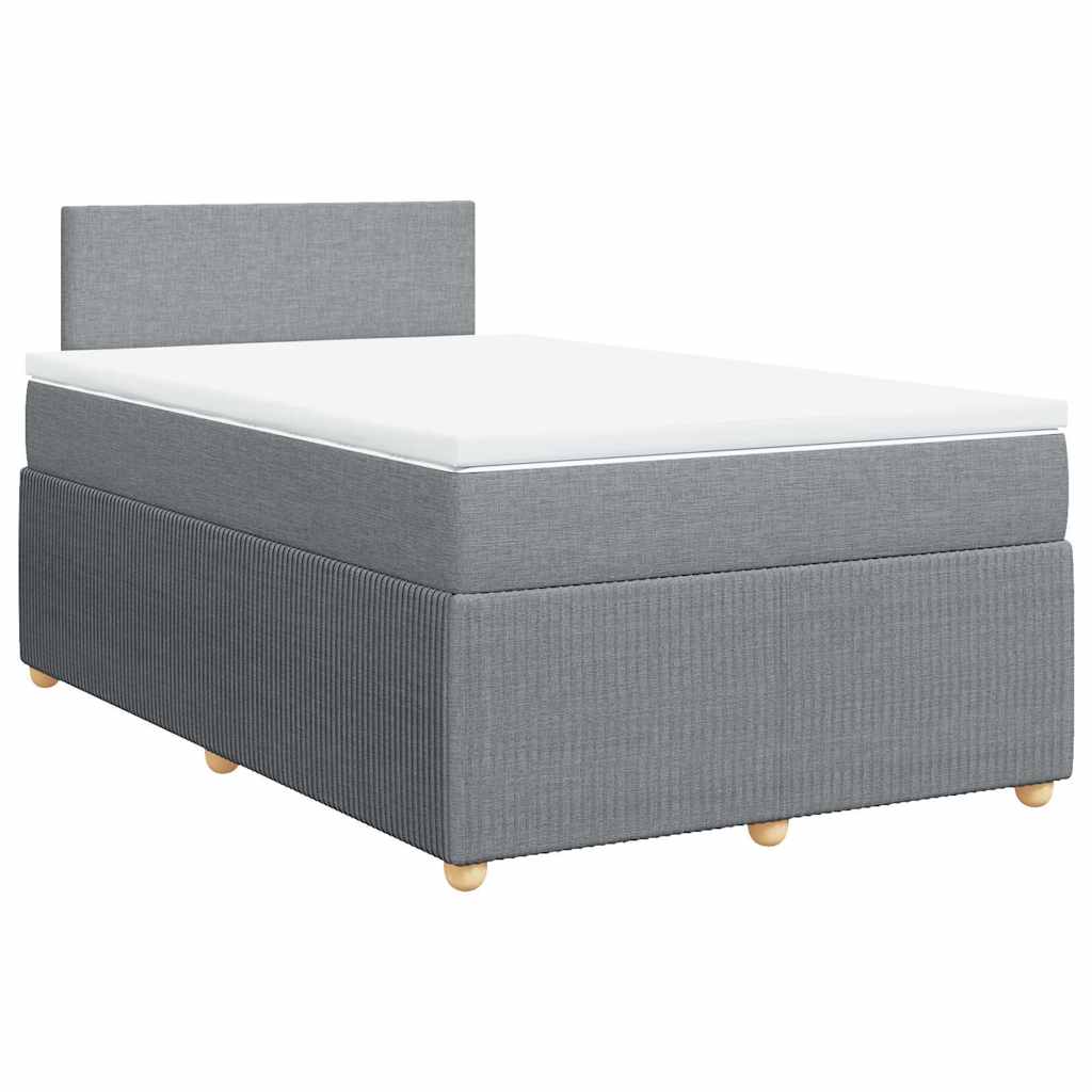 vidaXL Κρεβάτι Boxspring με Στρώμα Ανοιχτό Γκρι 120x200 εκ. Υφασμάτινο