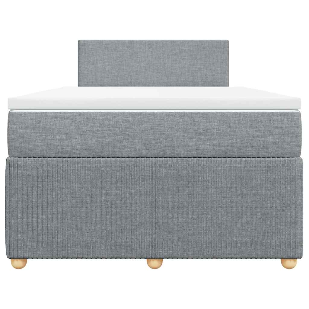 vidaXL Κρεβάτι Boxspring με Στρώμα Ανοιχτό Γκρι 120x200 εκ. Υφασμάτινο