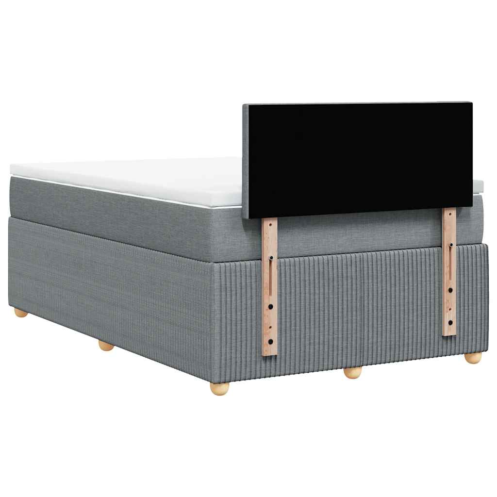 vidaXL Κρεβάτι Boxspring με Στρώμα Ανοιχτό Γκρι 120x200 εκ. Υφασμάτινο