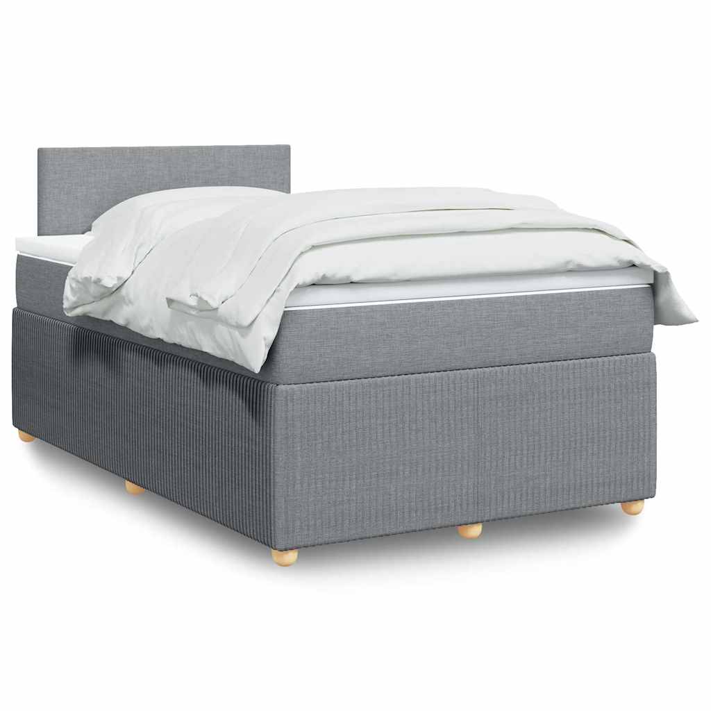 vidaXL Κρεβάτι Boxspring με Στρώμα Ανοιχτό Γκρι 120x200 εκ. Υφασμάτινο