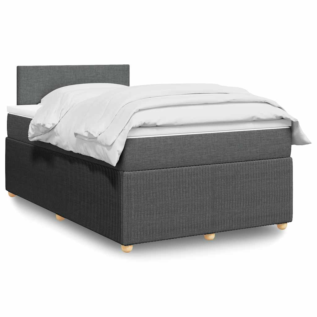 vidaXL Κρεβάτι Boxspring με Στρώμα Σκούρο Γκρι 120x200 εκ. Υφασμάτινο