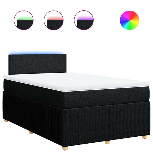 vidaXL Κρεβάτι Boxspring με Στρώμα Μαύρο 120x200 εκ. Υφασμάτινο
