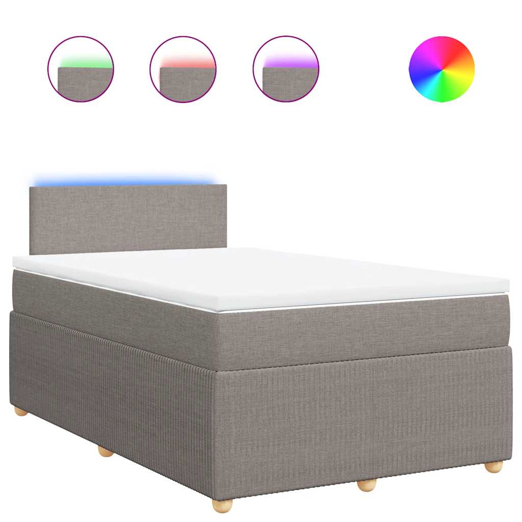 vidaXL Κρεβάτι Boxspring με Στρώμα Taupe 120x200 εκ. Υφασμάτινο