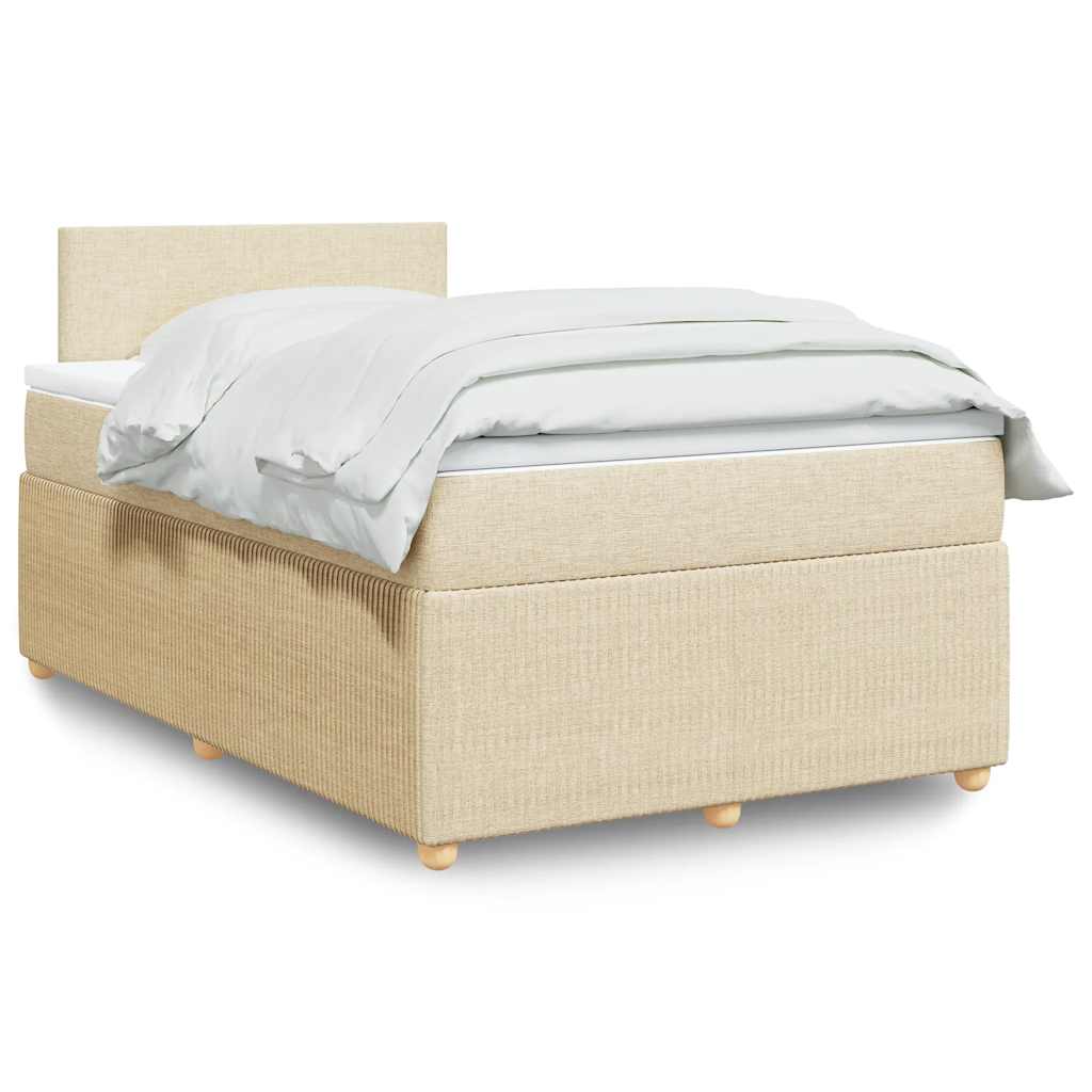 vidaXL Κρεβάτι Boxspring με Στρώμα Κρεμ 120x200 εκ. Υφασμάτινο