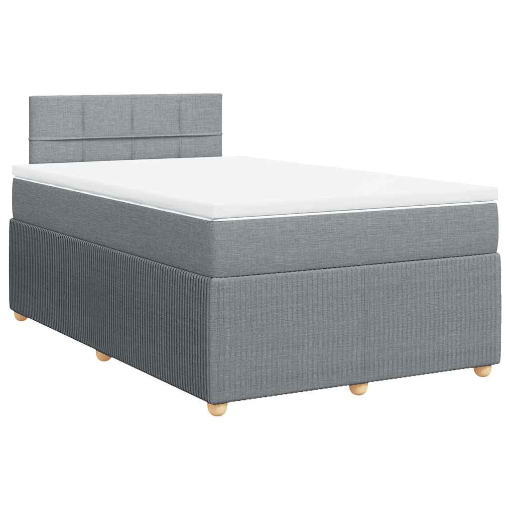 vidaXL Κρεβάτι Boxspring με Στρώμα Ανοιχτό Γκρι 120x200 εκ. Υφασμάτινο