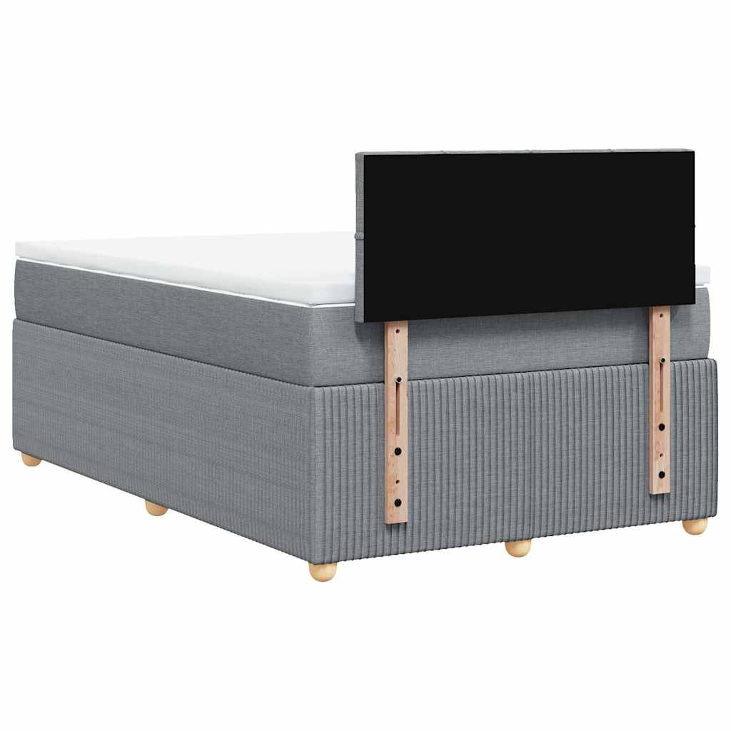 vidaXL Κρεβάτι Boxspring με Στρώμα Ανοιχτό Γκρι 120x200 εκ. Υφασμάτινο