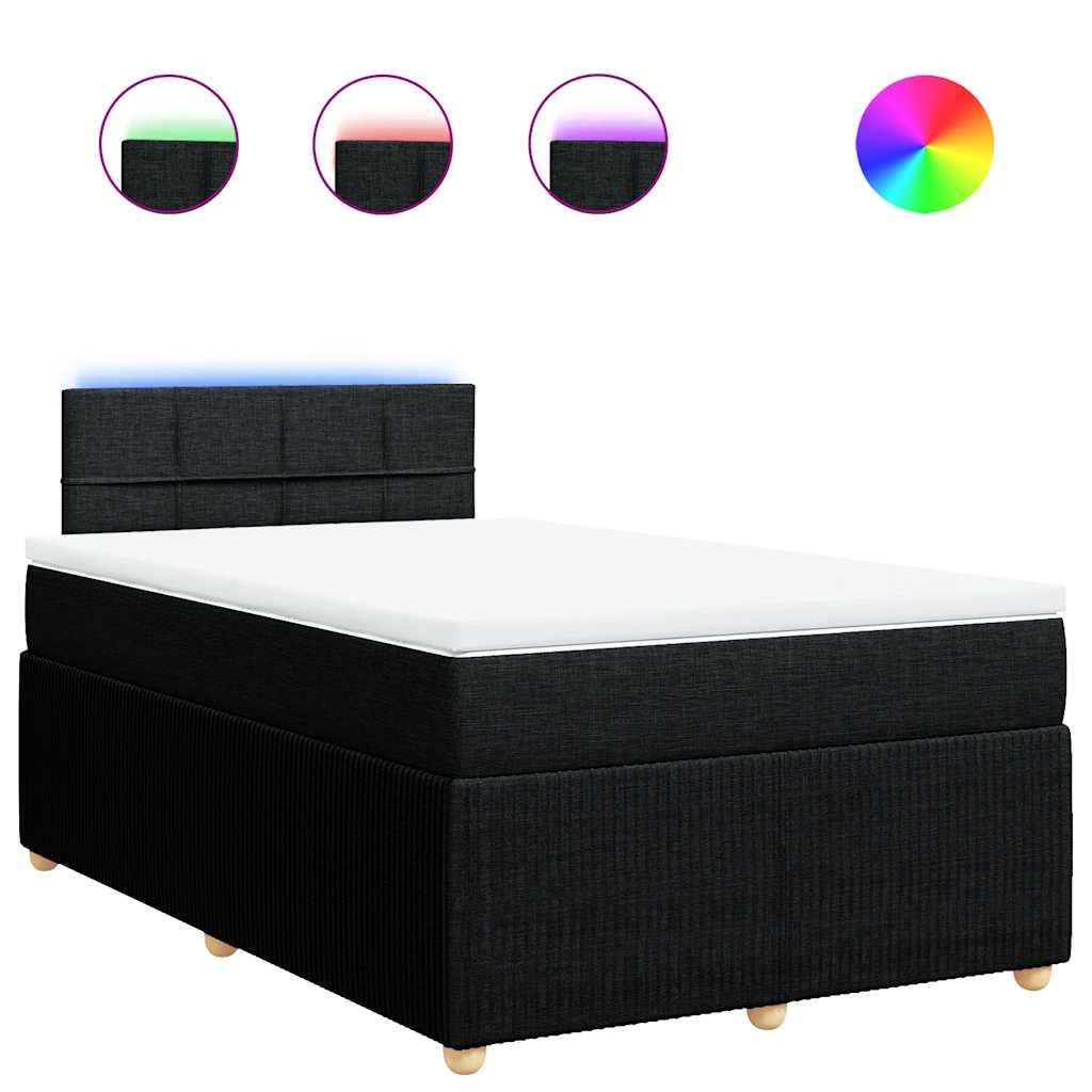 vidaXL Κρεβάτι Boxspring με Στρώμα Μαύρο 120x200 εκ. Υφασμάτινο