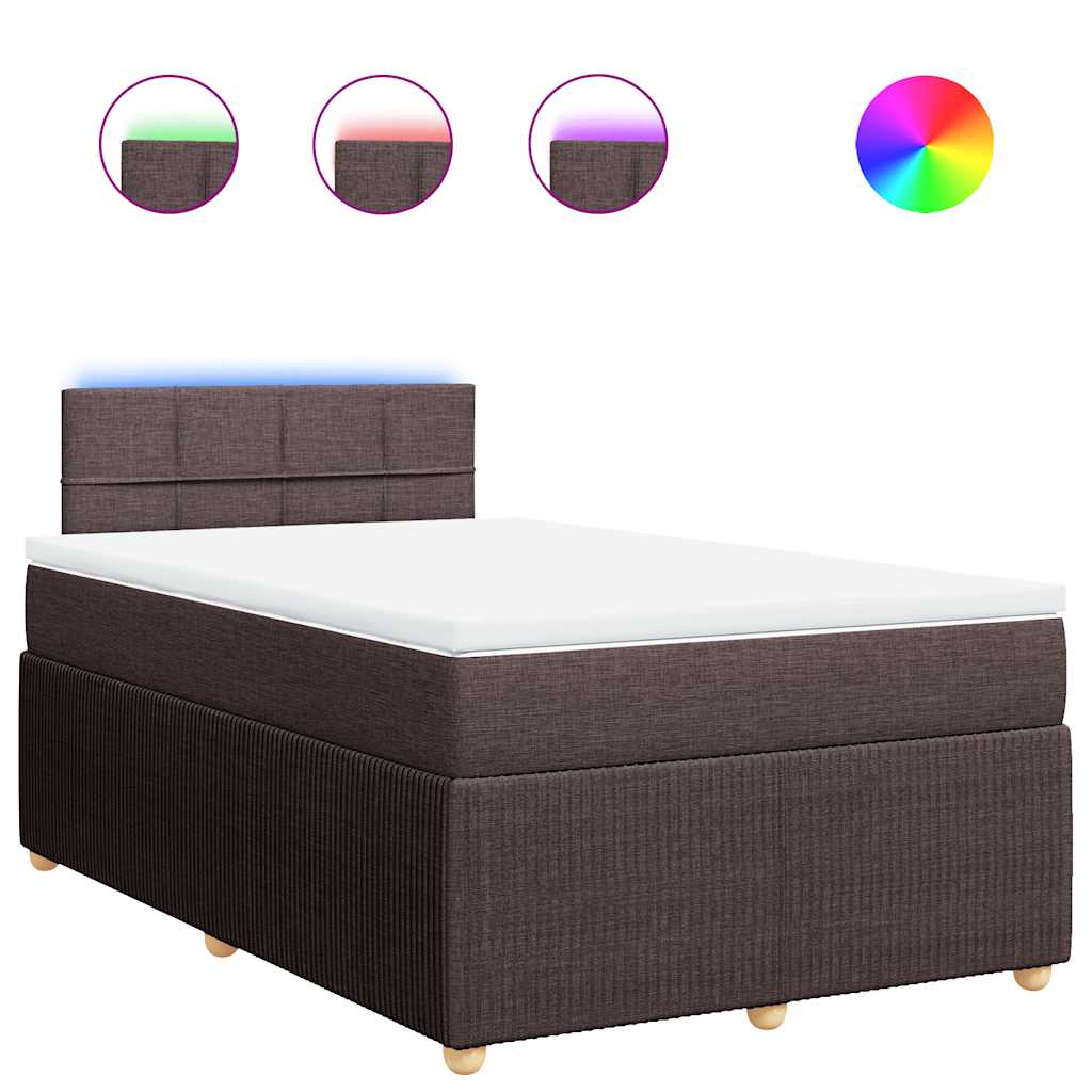 vidaXL Κρεβάτι Boxspring με Στρώμα Σκούρο Καφέ 120x200 εκ. Υφασμάτινο