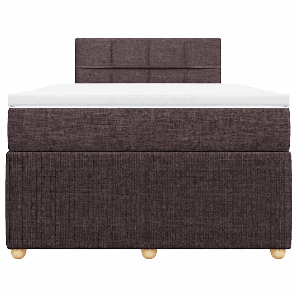 vidaXL Κρεβάτι Boxspring με Στρώμα Σκούρο Καφέ 120x200 εκ. Υφασμάτινο