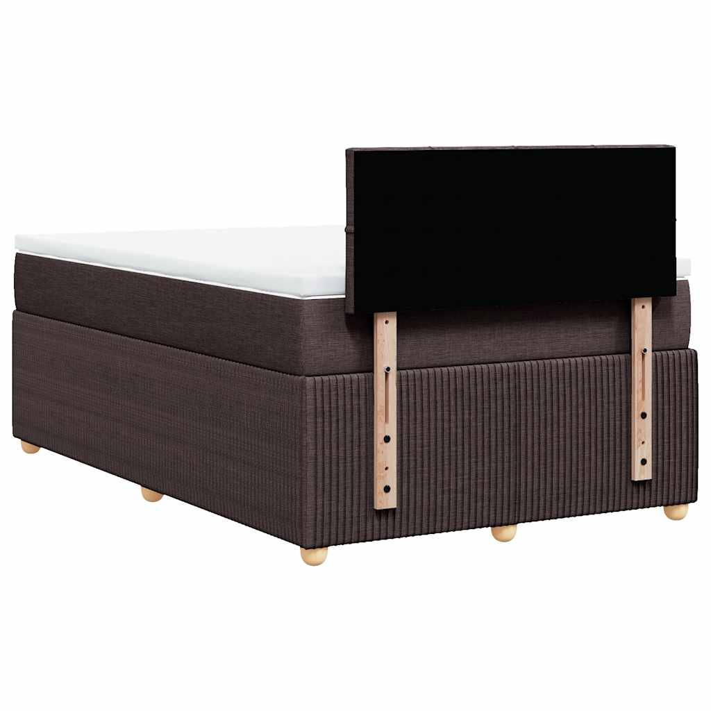 vidaXL Κρεβάτι Boxspring με Στρώμα Σκούρο Καφέ 120x200 εκ. Υφασμάτινο