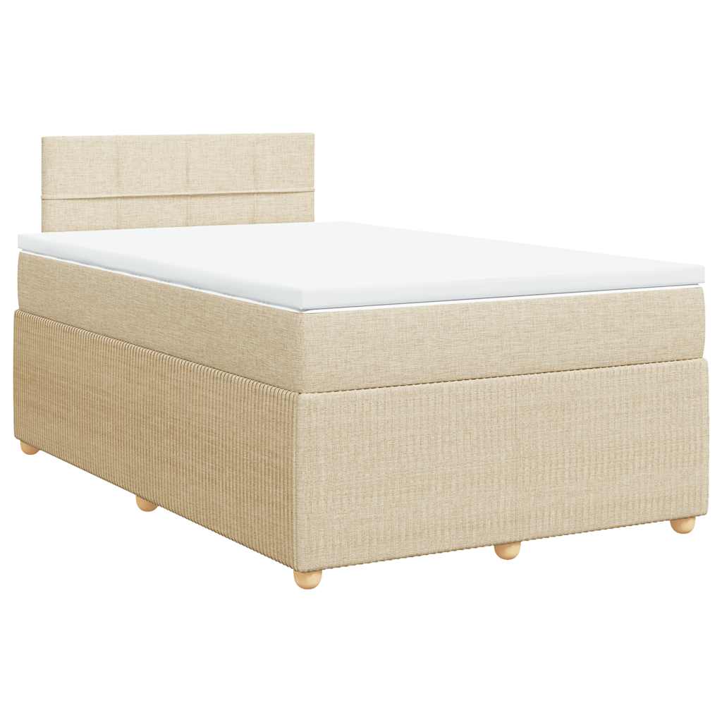 vidaXL Κρεβάτι Boxspring με Στρώμα Κρεμ 120x200 εκ. Υφασμάτινο