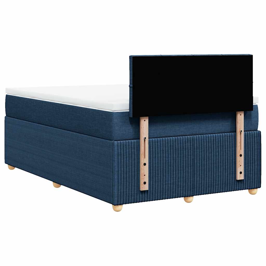 vidaXL Κρεβάτι Boxspring με Στρώμα Μπλε 120x200 εκ. Υφασμάτινο