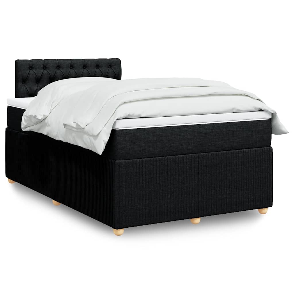 vidaXL Κρεβάτι Boxspring με Στρώμα Μαύρο 120x200 εκ. Υφασμάτινο