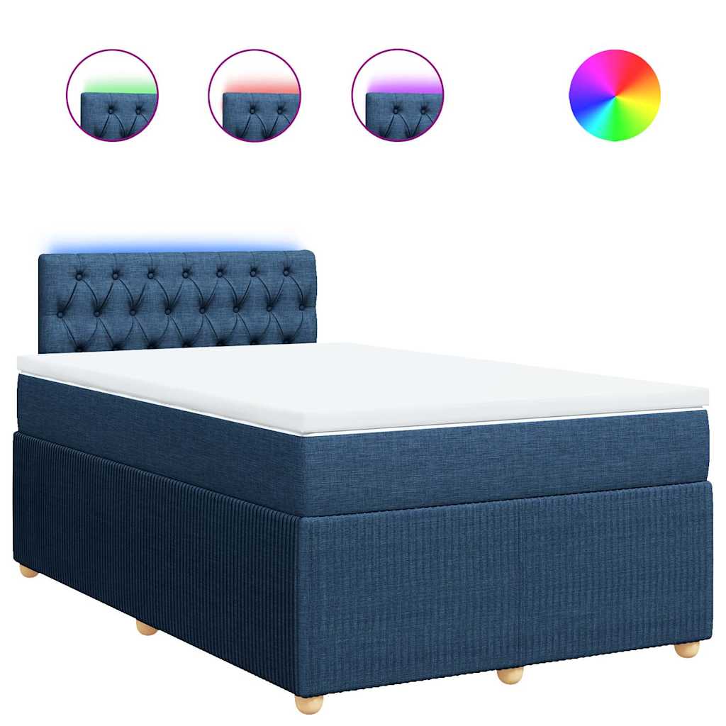 vidaXL Κρεβάτι Boxspring με Στρώμα Μπλε 120x200 εκ. Υφασμάτινο