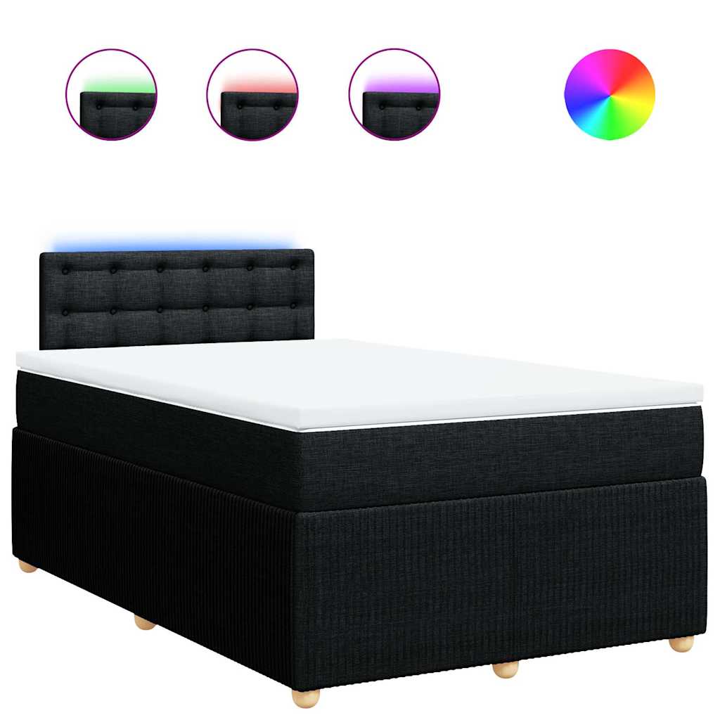 vidaXL Κρεβάτι Boxspring με Στρώμα Μαύρο 120x200 εκ. Υφασμάτινο