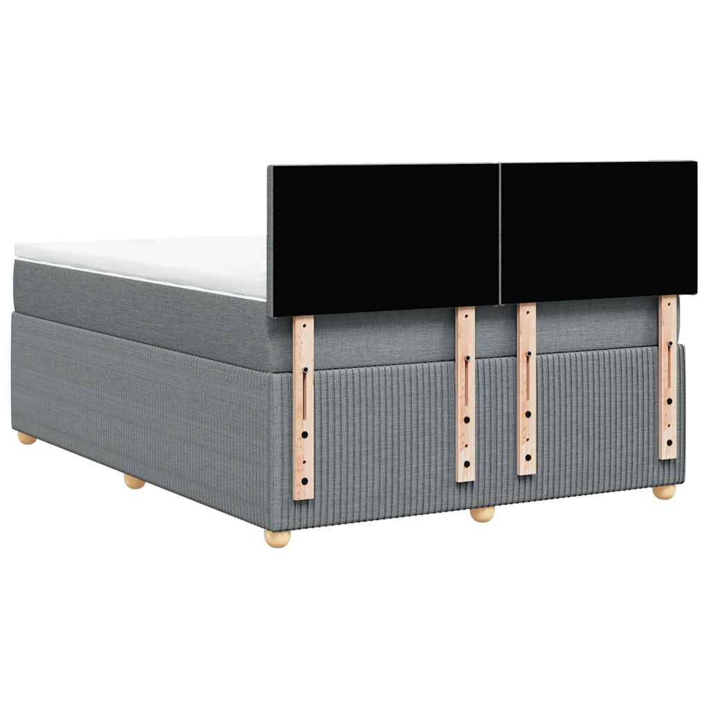 vidaXL Κρεβάτι Boxspring με Στρώμα Ανοιχτό Γκρι 140x190 εκ. Υφασμάτινο
