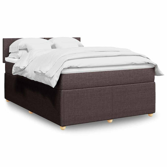 vidaXL Κρεβάτι Boxspring με Στρώμα Σκούρο Καφέ 140x190 εκ. Υφασμάτινο