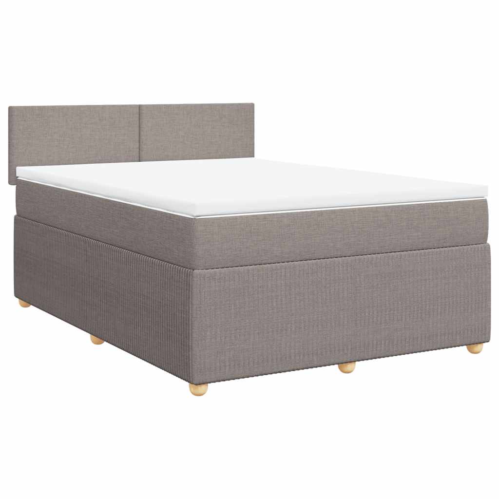 vidaXL Κρεβάτι Boxspring με Στρώμα Taupe 140x190 εκ. Υφασμάτινο