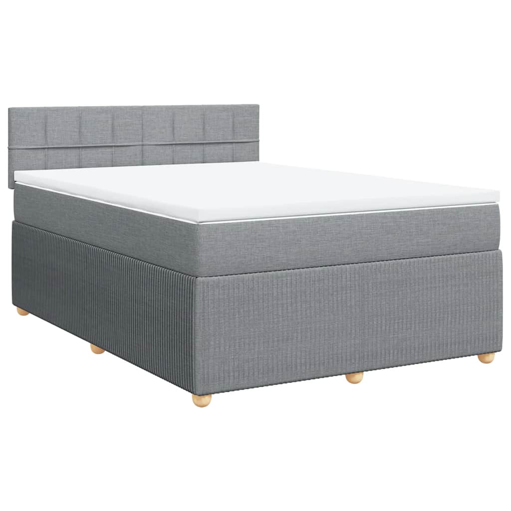 vidaXL Κρεβάτι Boxspring με Στρώμα Ανοιχτό Γκρι 140x190 εκ. Υφασμάτινο