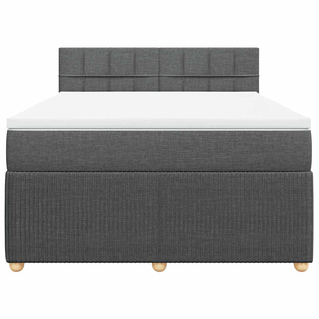 vidaXL Κρεβάτι Boxspring με Στρώμα Σκούρο Γκρι 140x190 εκ. Υφασμάτινο