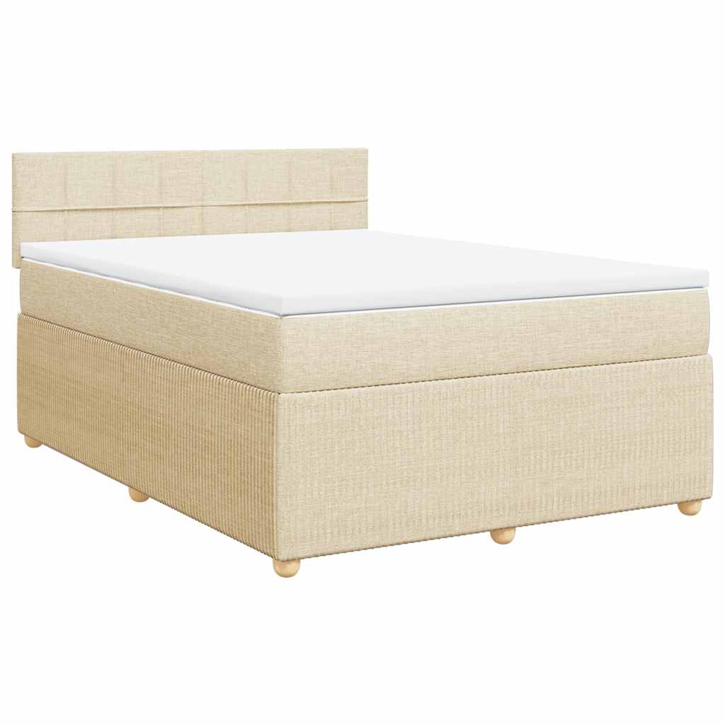 vidaXL Κρεβάτι Boxspring με Στρώμα Κρεμ 140x190 εκ. Υφασμάτινο