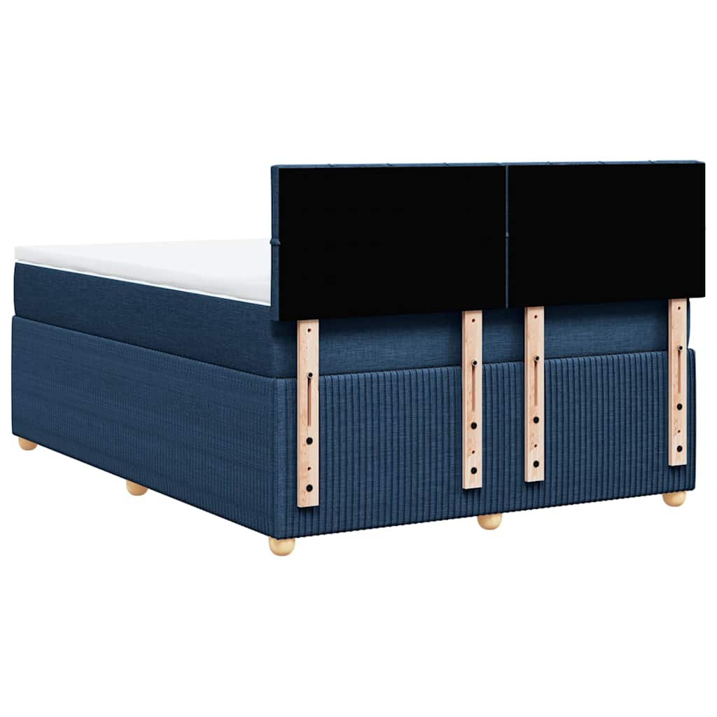 vidaXL Κρεβάτι Boxspring με Στρώμα Μπλε 140x190 εκ. Υφασμάτινο
