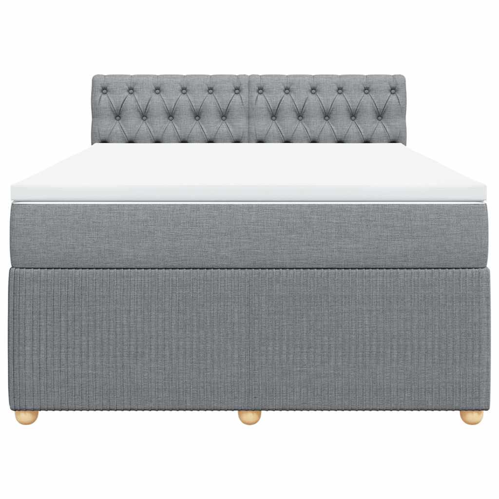 vidaXL Κρεβάτι Boxspring με Στρώμα Ανοιχτό Γκρι 140x190 εκ. Υφασμάτινο