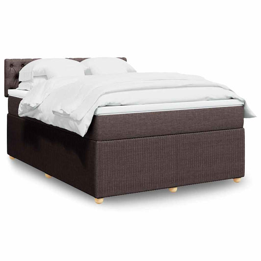 vidaXL Κρεβάτι Boxspring με Στρώμα Σκούρο Καφέ 140x190 εκ. Υφασμάτινο
