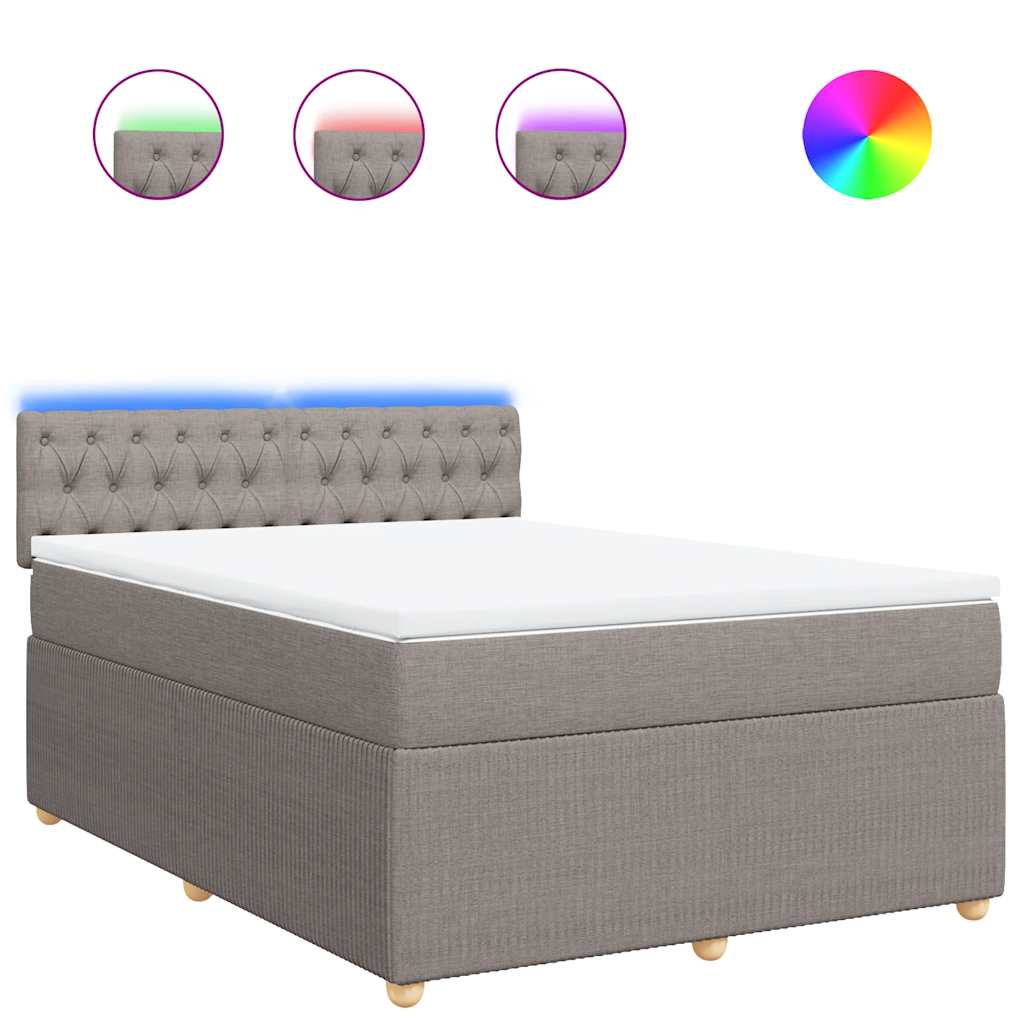 vidaXL Κρεβάτι Boxspring με Στρώμα Taupe 140x190 εκ. Υφασμάτινο