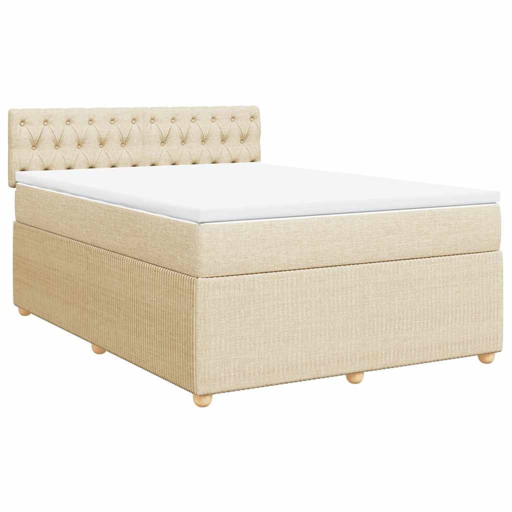 vidaXL Κρεβάτι Boxspring με Στρώμα Κρεμ 140x190 εκ. Υφασμάτινο