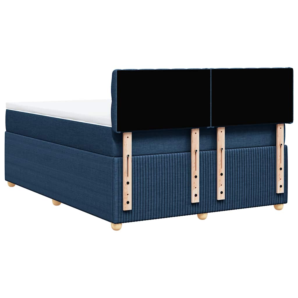 vidaXL Κρεβάτι Boxspring με Στρώμα Μπλε 140x190 εκ. Υφασμάτινο