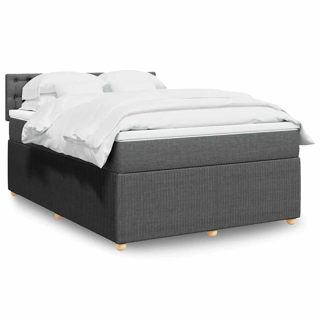 vidaXL Κρεβάτι Boxspring με Στρώμα Σκούρο Γκρι 140x190 εκ. Υφασμάτινο
