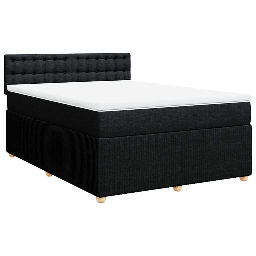 vidaXL Κρεβάτι Boxspring με Στρώμα Μαύρο 140x190 εκ. Υφασμάτινο