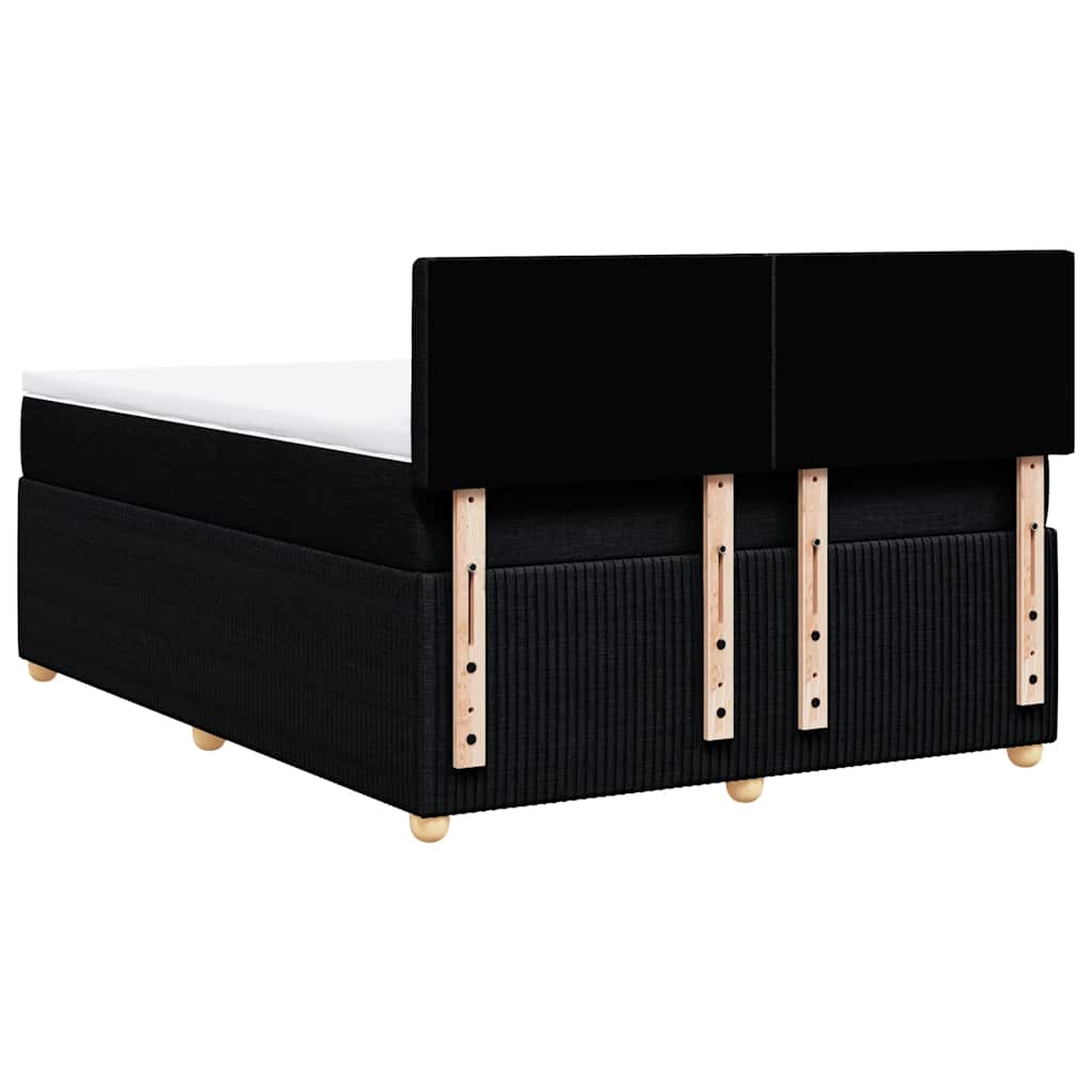 vidaXL Κρεβάτι Boxspring με Στρώμα Μαύρο 140x190 εκ. Υφασμάτινο