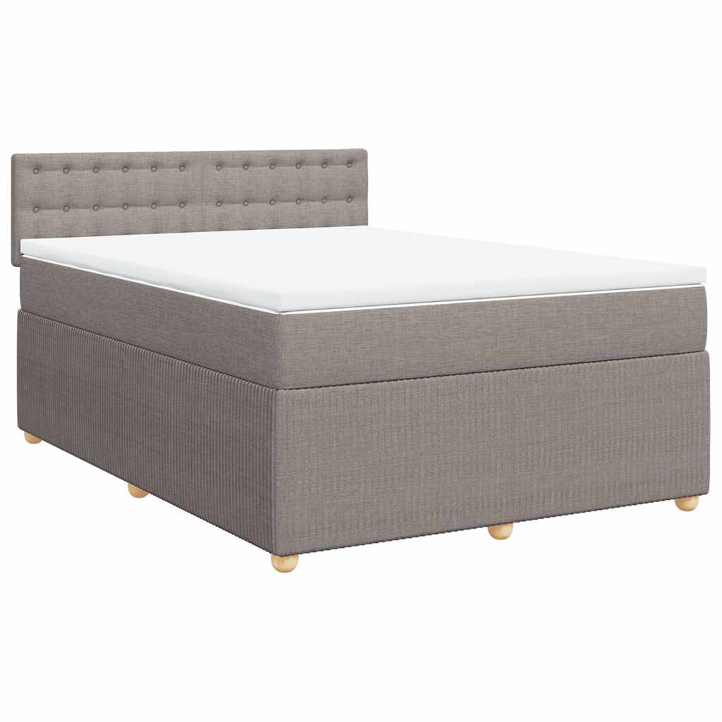 vidaXL Κρεβάτι Boxspring με Στρώμα Taupe 140x190 εκ. Υφασμάτινο