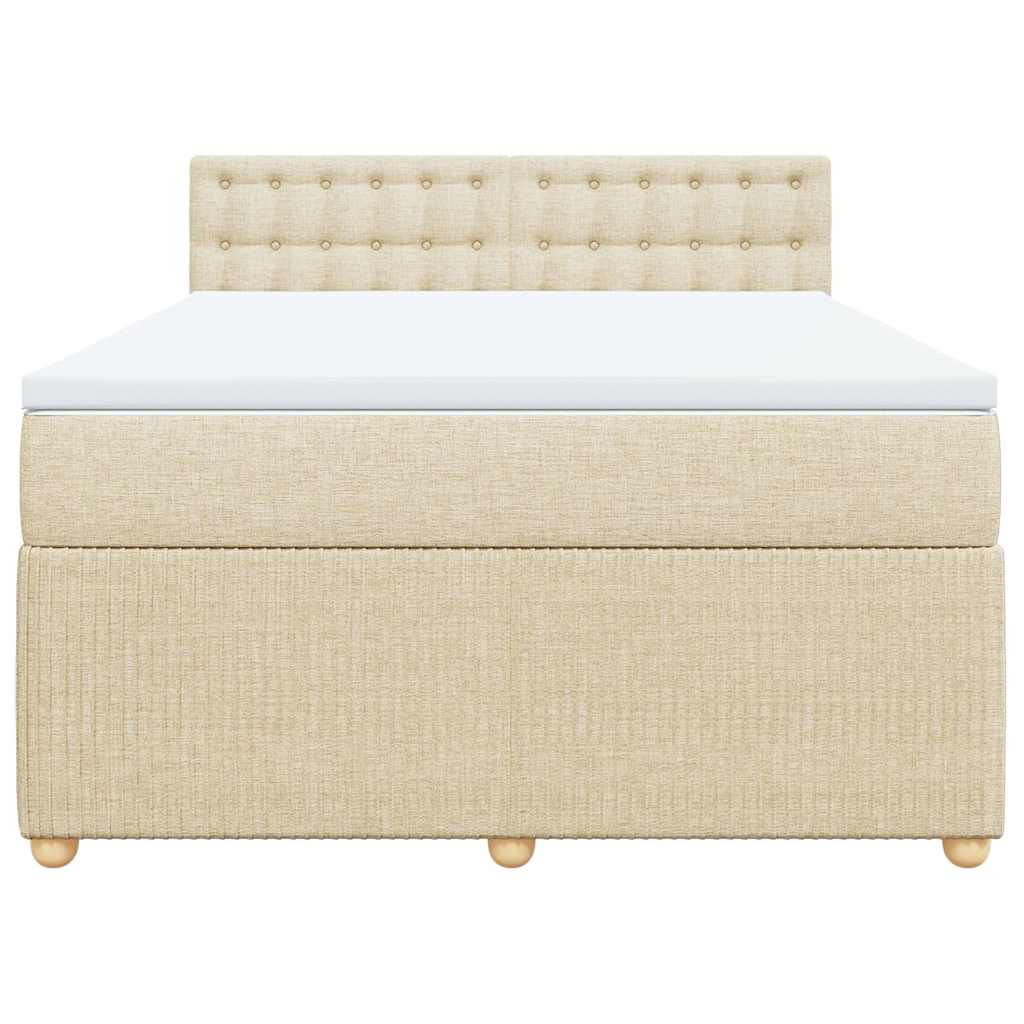 vidaXL Κρεβάτι Boxspring με Στρώμα Κρεμ 140x190 εκ. Υφασμάτινο
