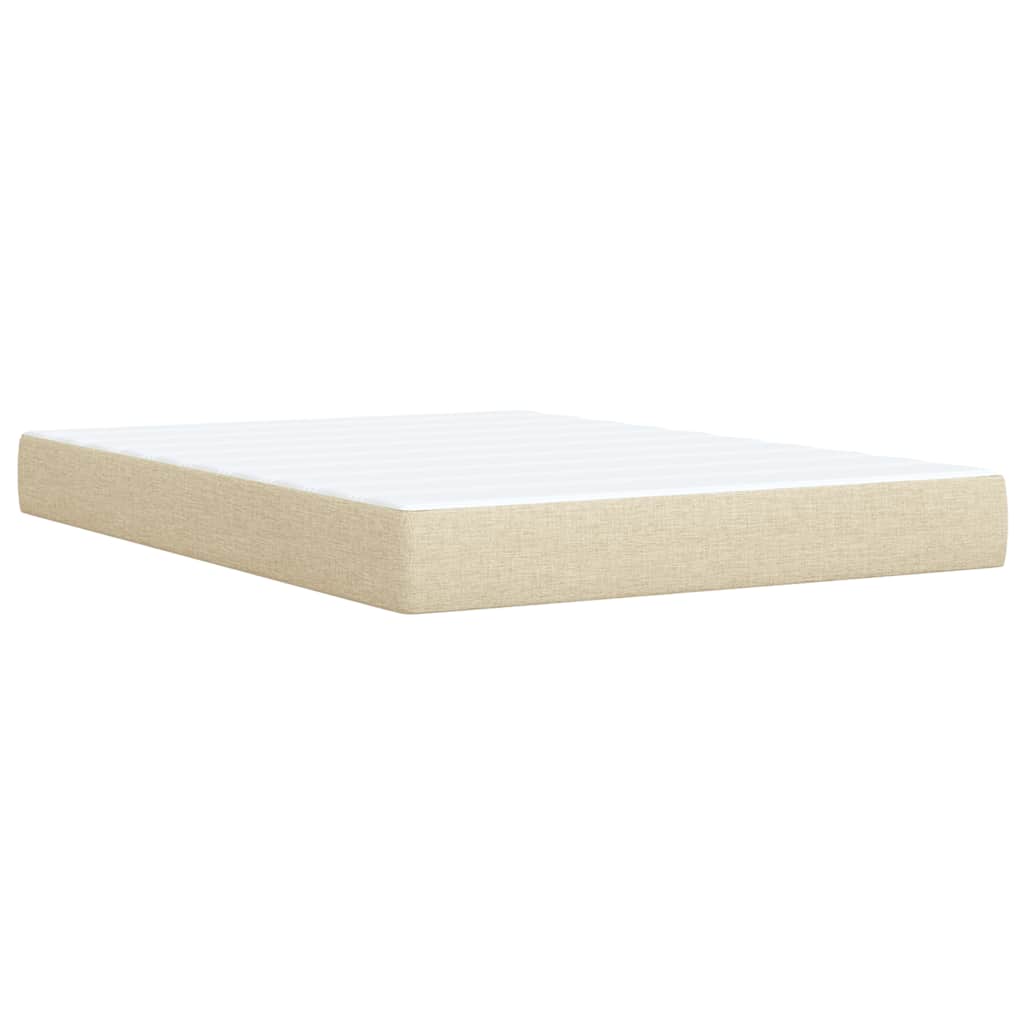 vidaXL Κρεβάτι Boxspring με Στρώμα Κρεμ 140x190 εκ. Υφασμάτινο