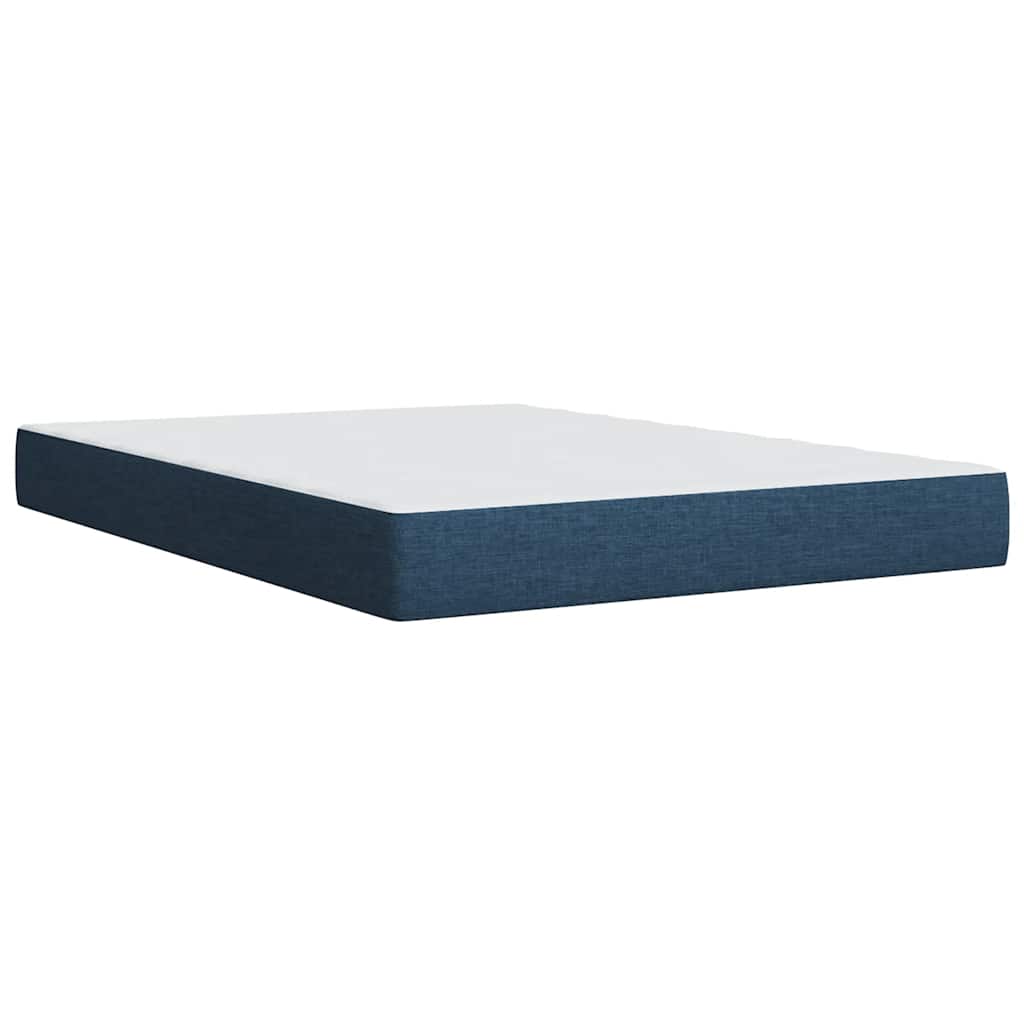 vidaXL Κρεβάτι Boxspring με Στρώμα Μπλε 140x190 εκ. Υφασμάτινο