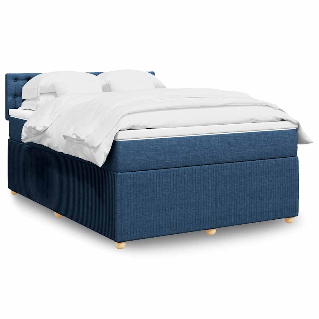 vidaXL Κρεβάτι Boxspring με Στρώμα Μπλε 140x190 εκ. Υφασμάτινο