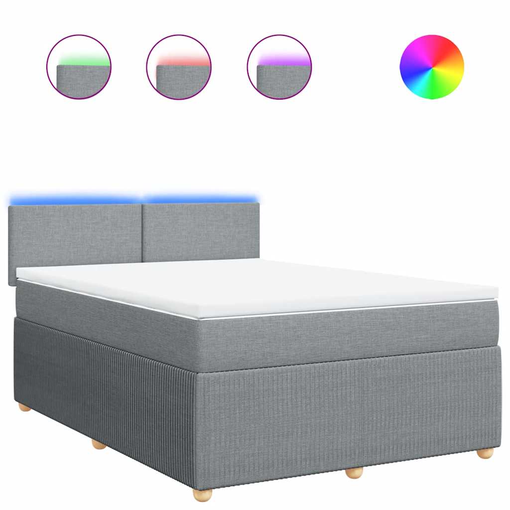 vidaXL Κρεβάτι Boxspring με Στρώμα Ανοιχτό Γκρι 140x200 εκ. Υφασμάτινο
