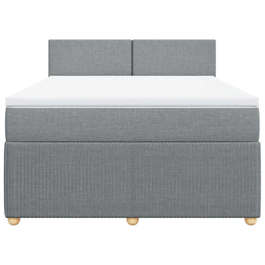 vidaXL Κρεβάτι Boxspring με Στρώμα Ανοιχτό Γκρι 140x200 εκ. Υφασμάτινο