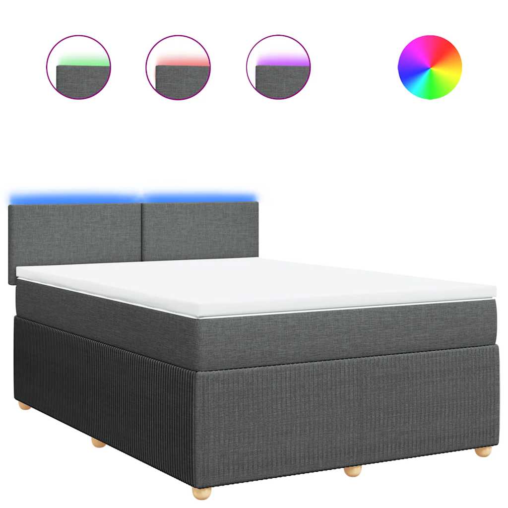 vidaXL Κρεβάτι Boxspring με Στρώμα Σκούρο Γκρι 140x200 εκ Υφασμάτινο