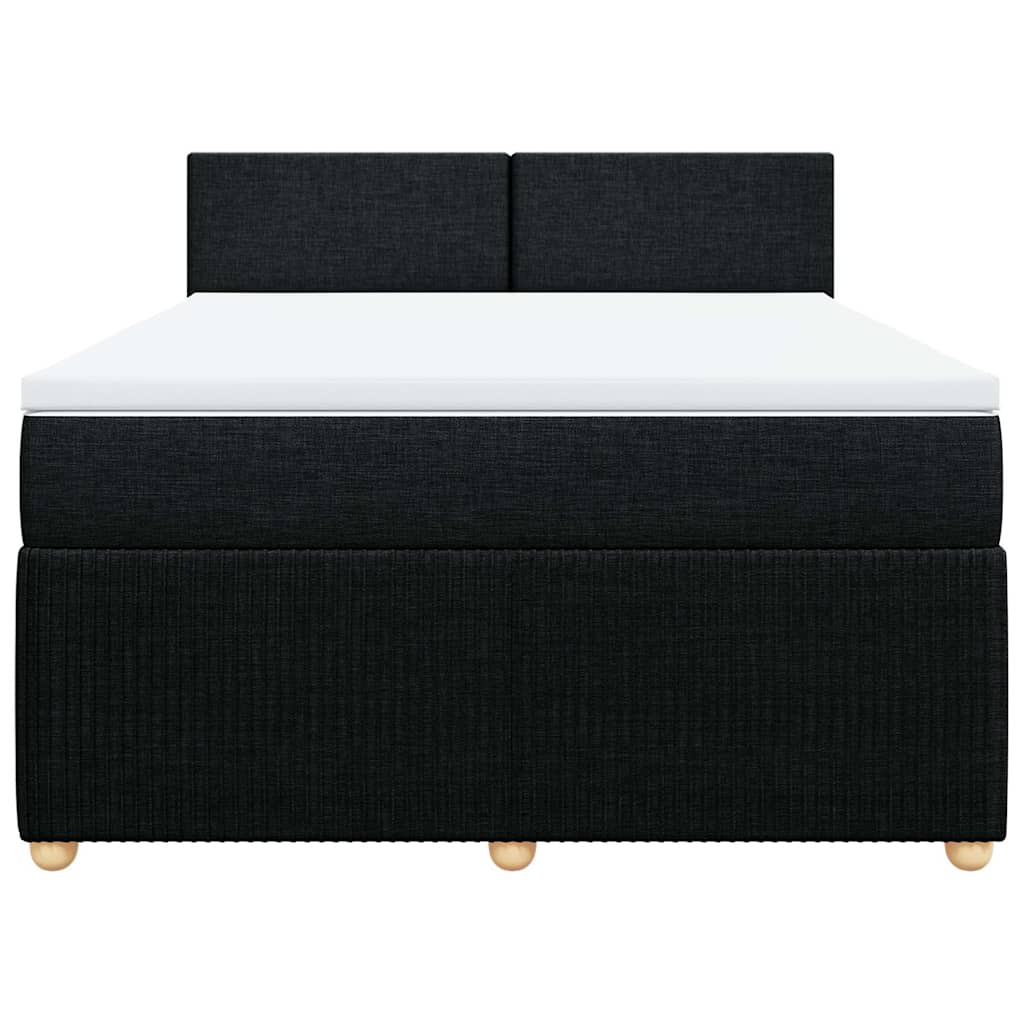 vidaXL Κρεβάτι Boxspring με Στρώμα Μαύρο 140x200 εκ. Υφασμάτινο