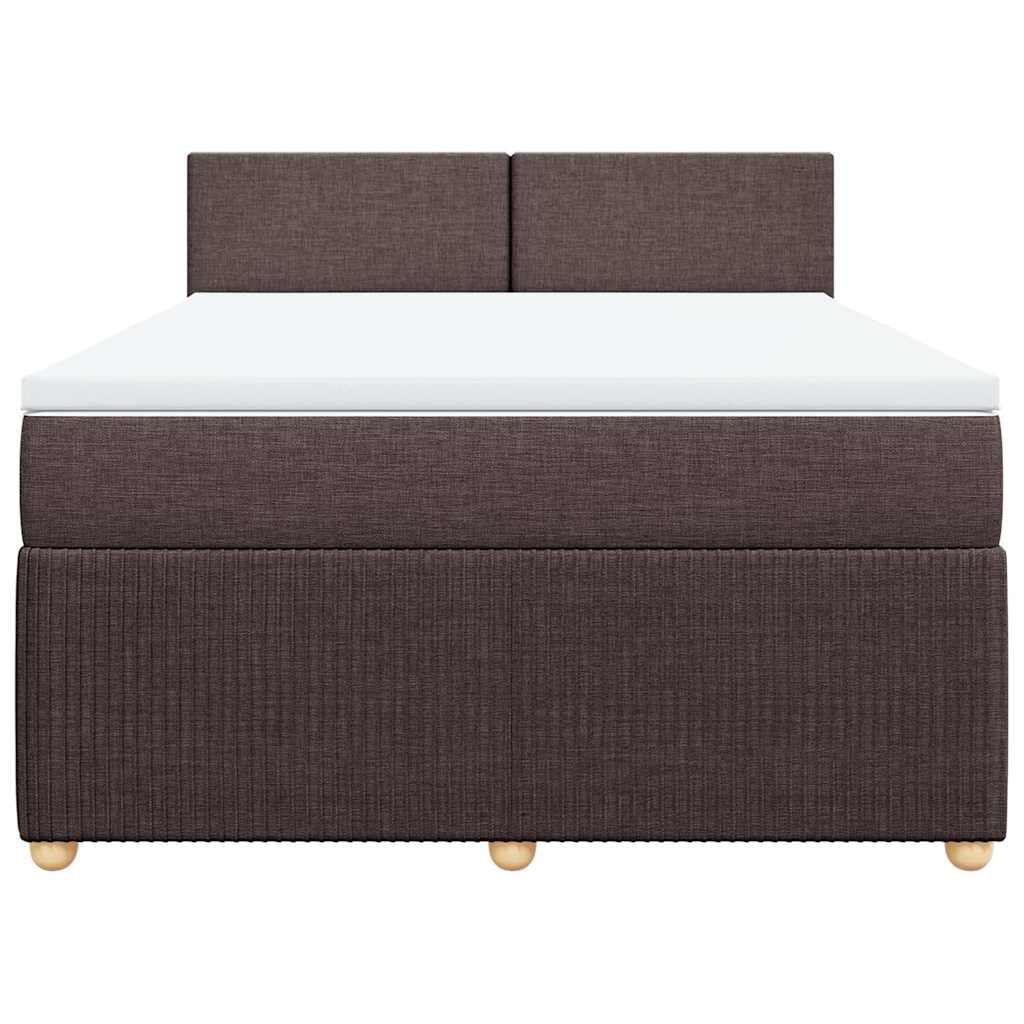 vidaXL Κρεβάτι Boxspring με Στρώμα Σκούρο Καφέ 140x200 εκ Υφασμάτινο