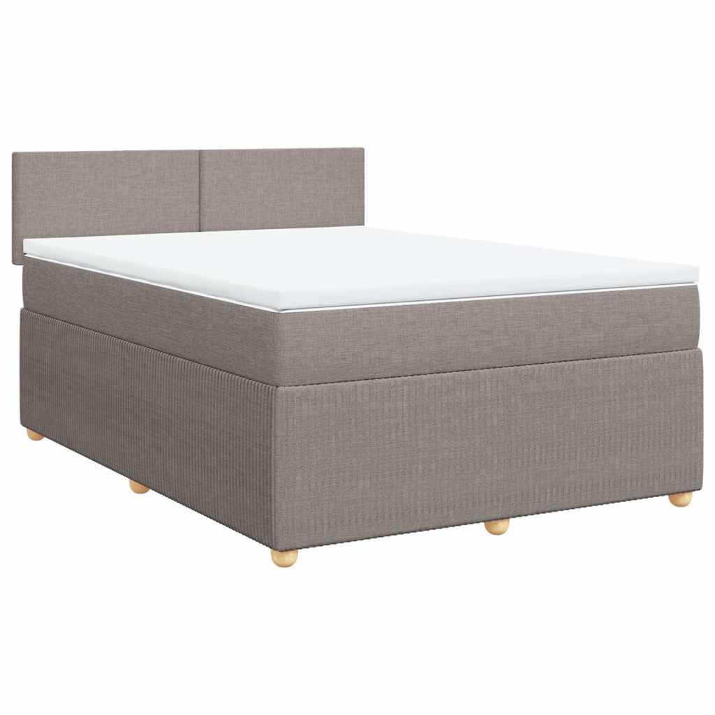vidaXL Κρεβάτι Boxspring με Στρώμα Taupe 140x200 εκ. Υφασμάτινο