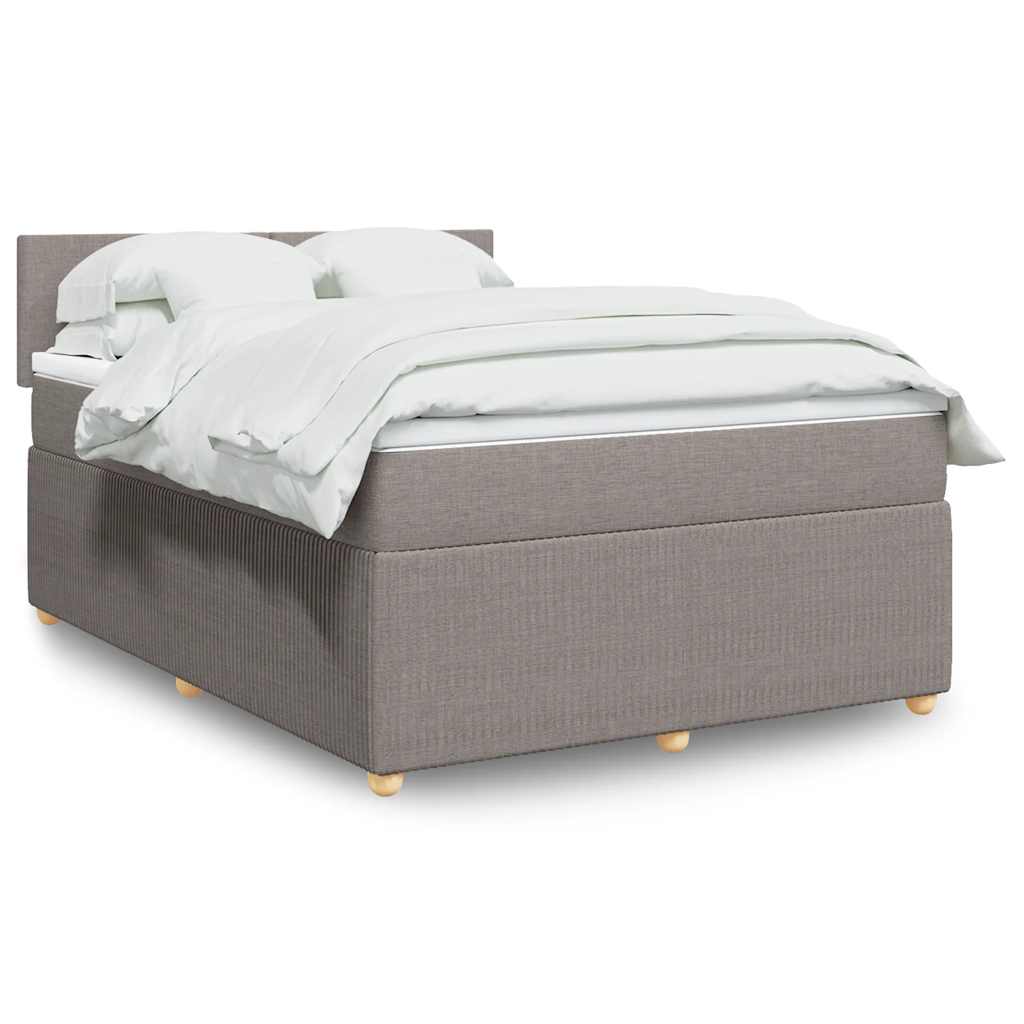 vidaXL Κρεβάτι Boxspring με Στρώμα Taupe 140x200 εκ. Υφασμάτινο