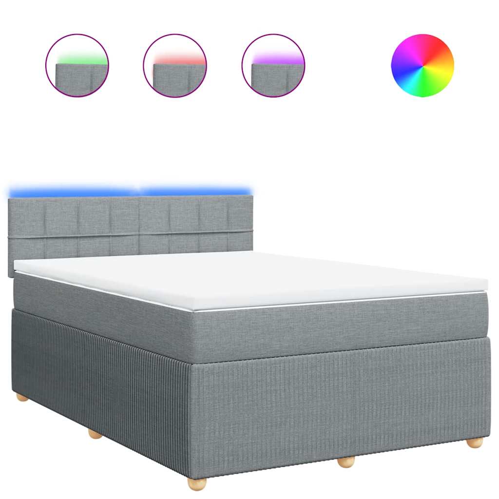 vidaXL Κρεβάτι Boxspring με Στρώμα Ανοιχτό Γκρι 140x200 εκ. Υφασμάτινο